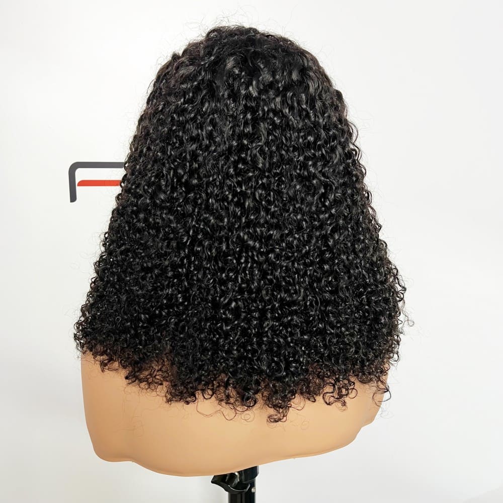human hair black curly pixie wig